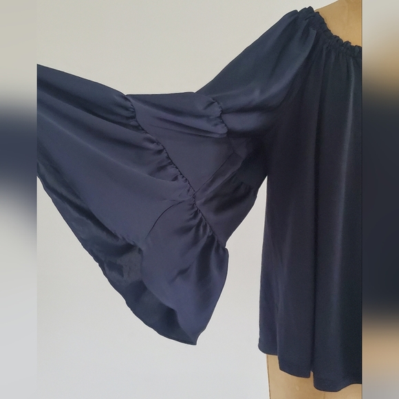 By Anthropologie "Gloria" Bell Sleeves Off Shoulder Top, size 1X, black - Picture 2 of 11